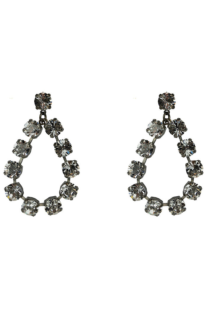 AURORA ROCKS LOOP EARRINGS - CRYSTAL & MATTE BLACK