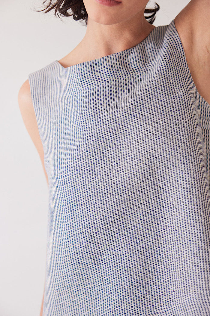 EVA’S SUNDAY ELLIS SHELL TOP - CHAMBRAY STRIPE