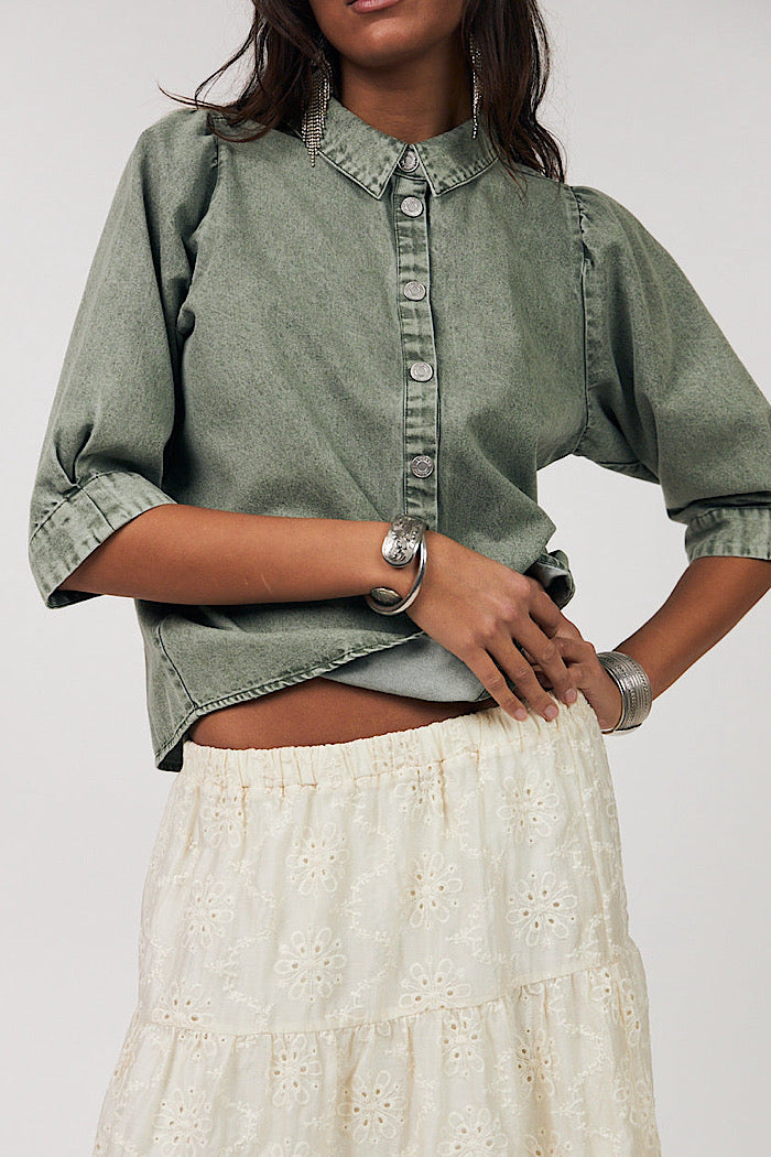 LOLLY’S LAUNDRY BONO SHIRT - DUSTY GREEN