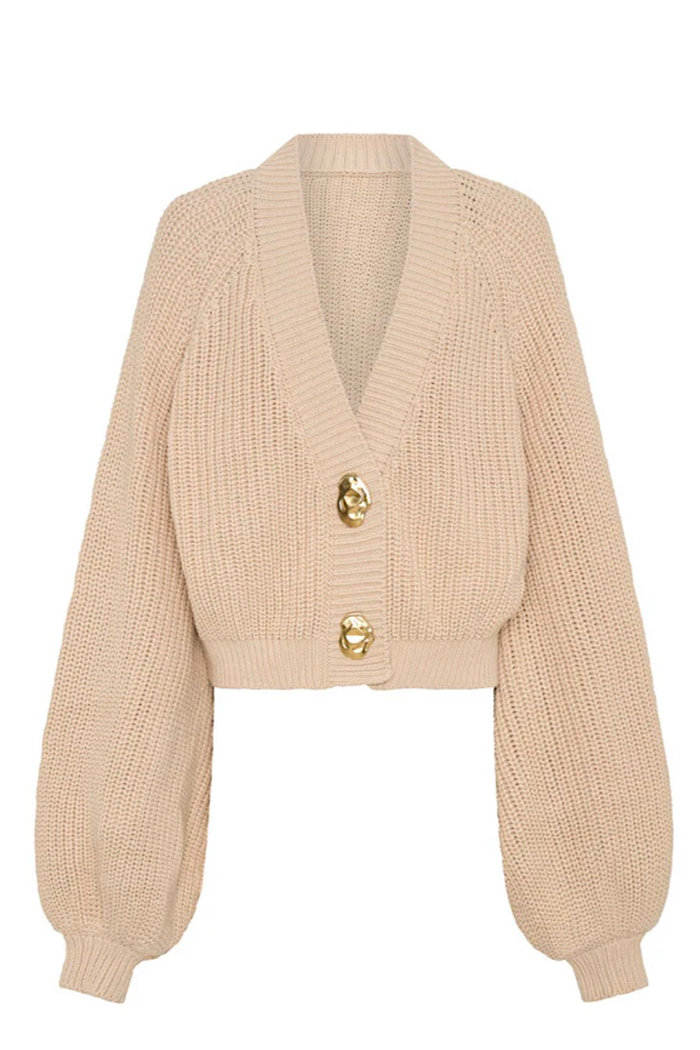 LA BOHEME GIRLS CROPPED ELSIE CARDI - STONE