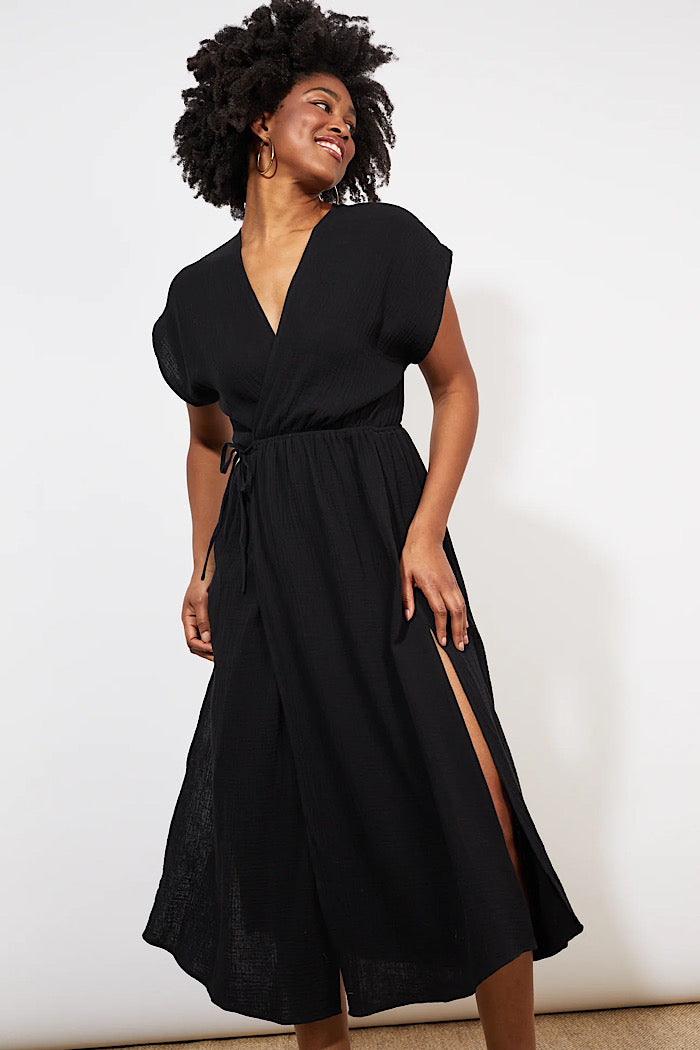 TULUM WRAP DRESS - JET