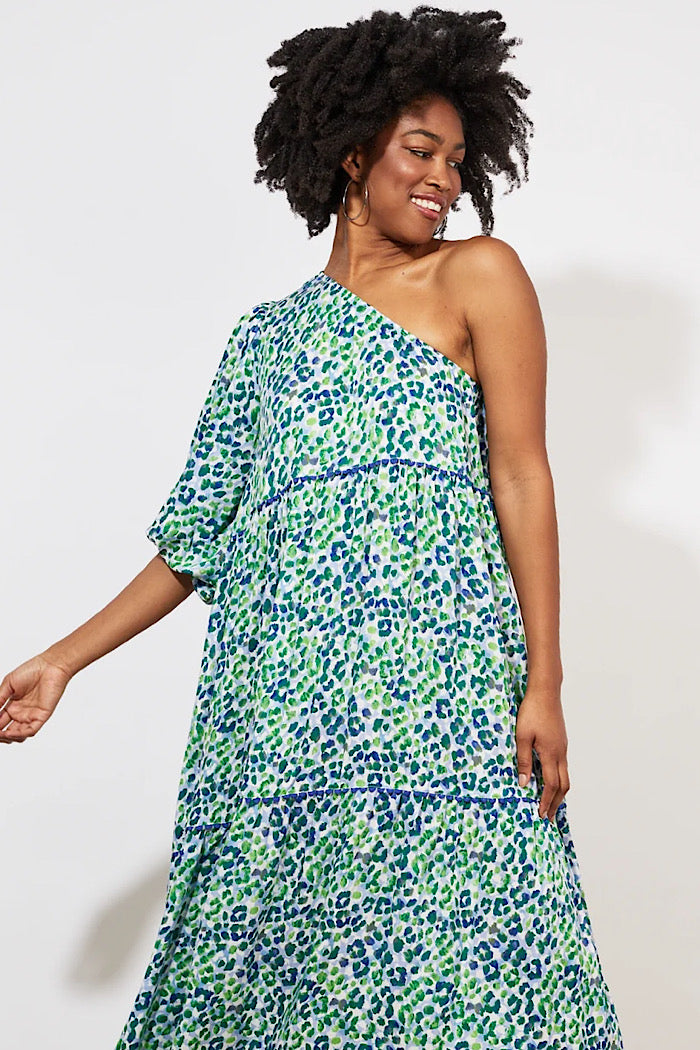LAMU ONE SHOULDER DRESS - SAVANNA BLUE