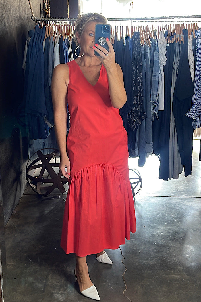 LIFT YOUR GAME PEPLUM DRESS - GRENADINE