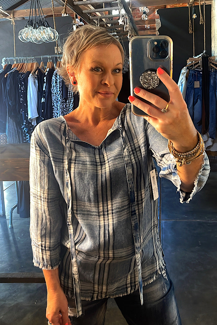 BELL SLEEVE BLOUSE - CHAMBRAY