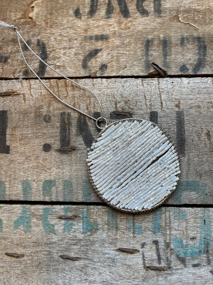 BEADED DISCS - WHITE
