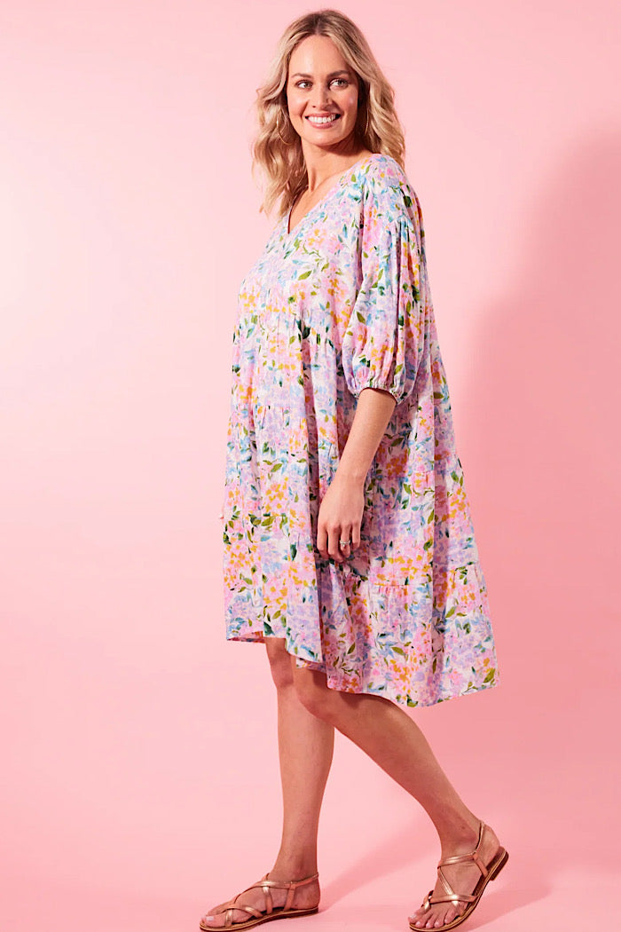 FLORA RELAX DRESS - SALT HYDRANGEA