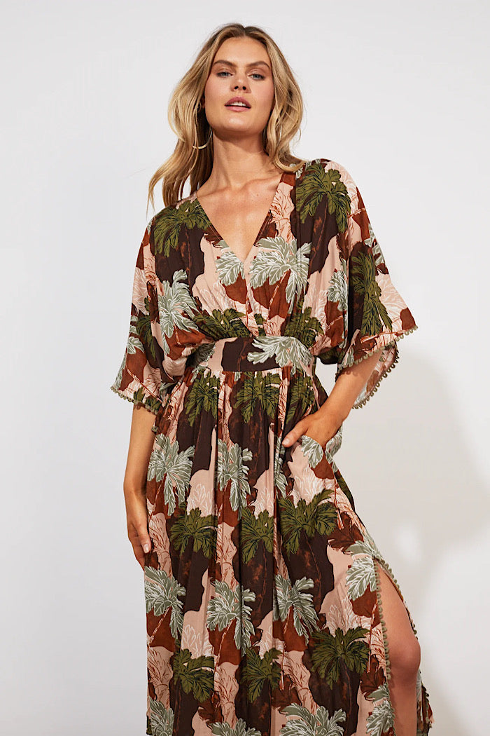 CAYMAN BATWING DRESS - PALMS