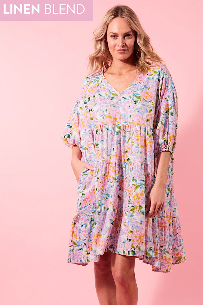 FLORA RELAX DRESS - SALT HYDRANGEA