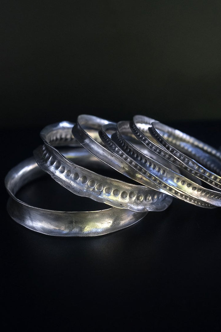 DOT MOTIF STACKING BRACELETS- SILVER