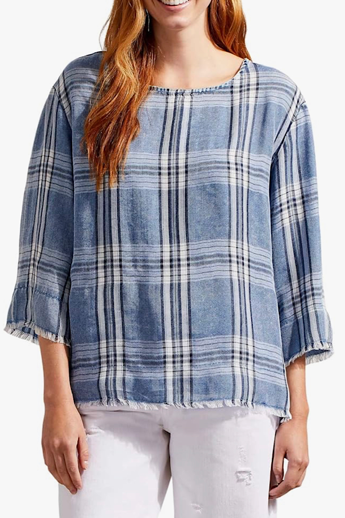 BELL SLEEVE BLOUSE - CHAMBRAY
