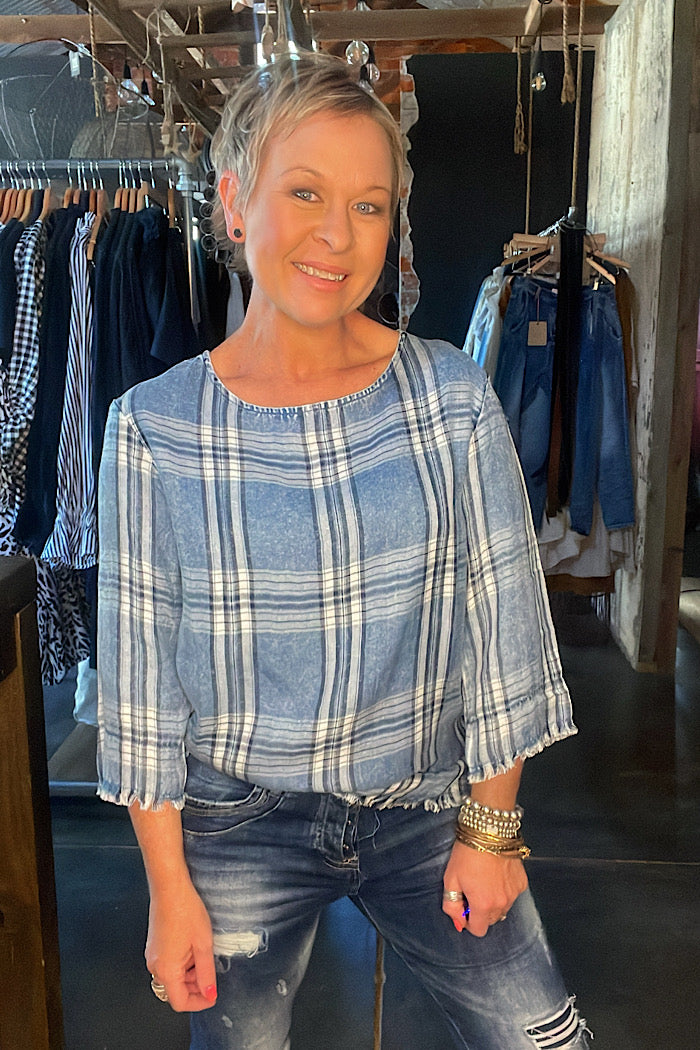 BELL SLEEVE BLOUSE - CHAMBRAY