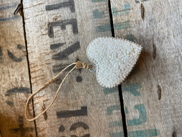 BEADED WOODEN HEARTS
