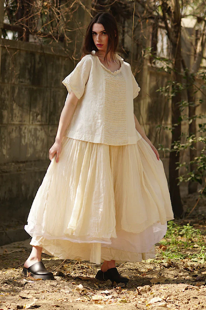 AMELIE LONG TUTU SLIP DRESS - WARM WHITE