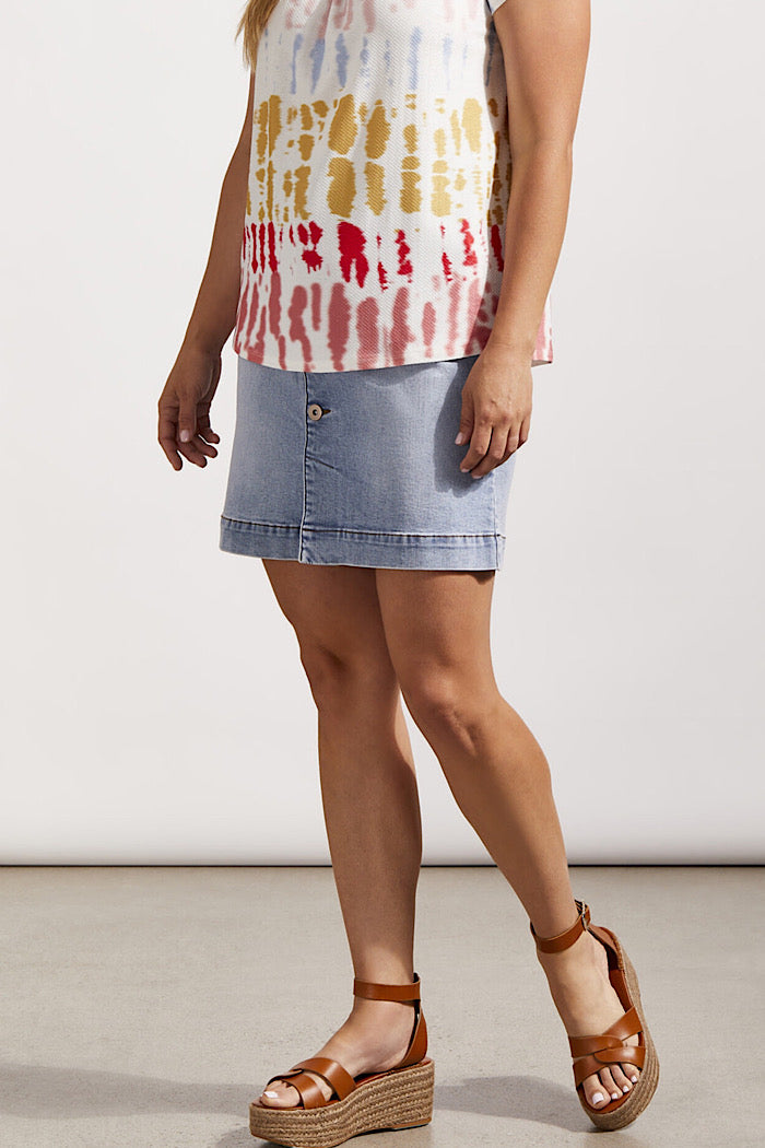 BUTTON FRONT DENIM SKIRT