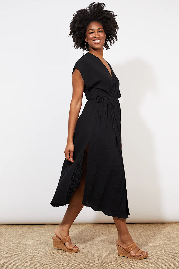 TULUM WRAP DRESS - JET