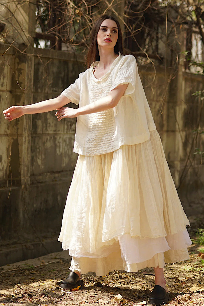 AMELIE LONG TUTU SLIP DRESS - WARM WHITE