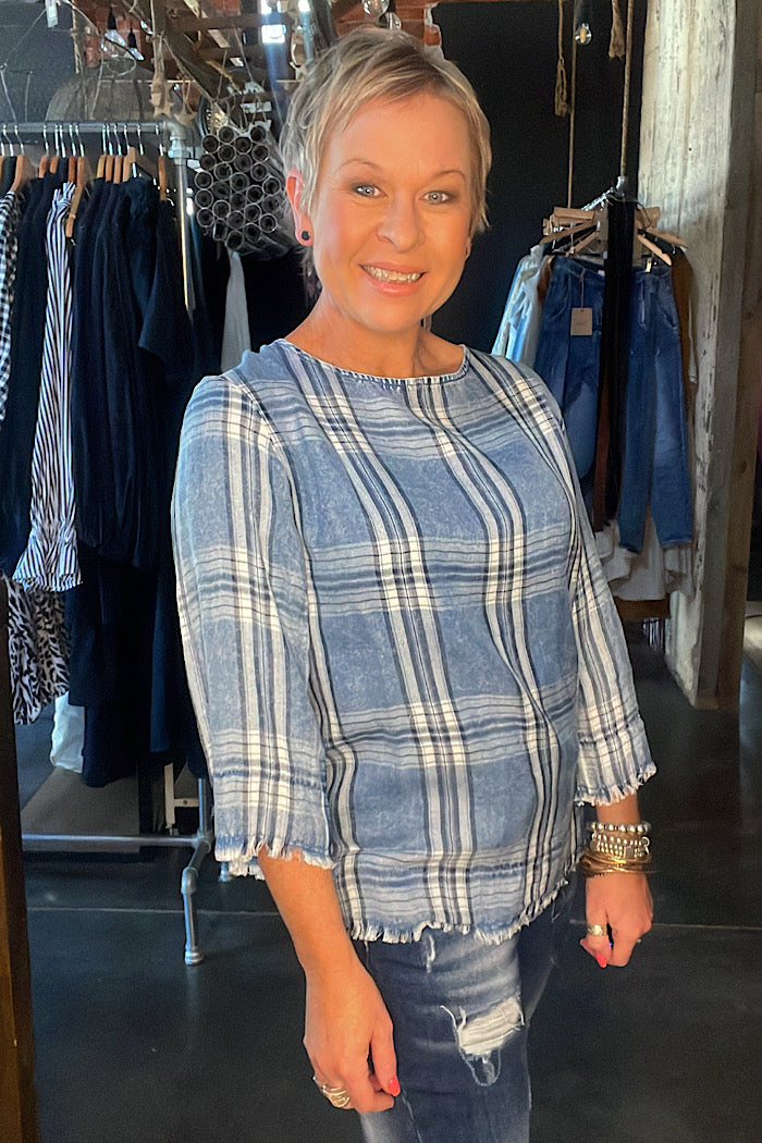 BELL SLEEVE BLOUSE - CHAMBRAY
