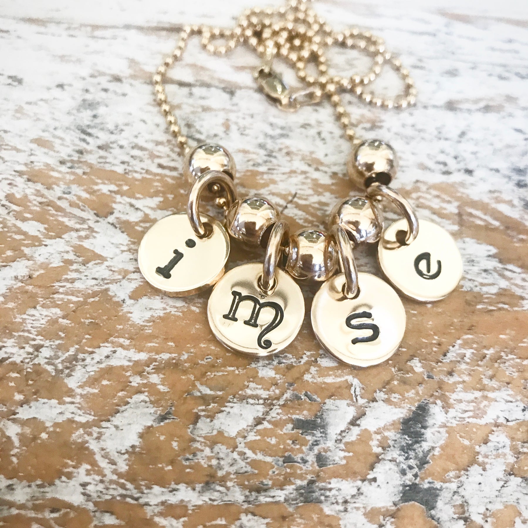 Hand stamped initial necklace deals