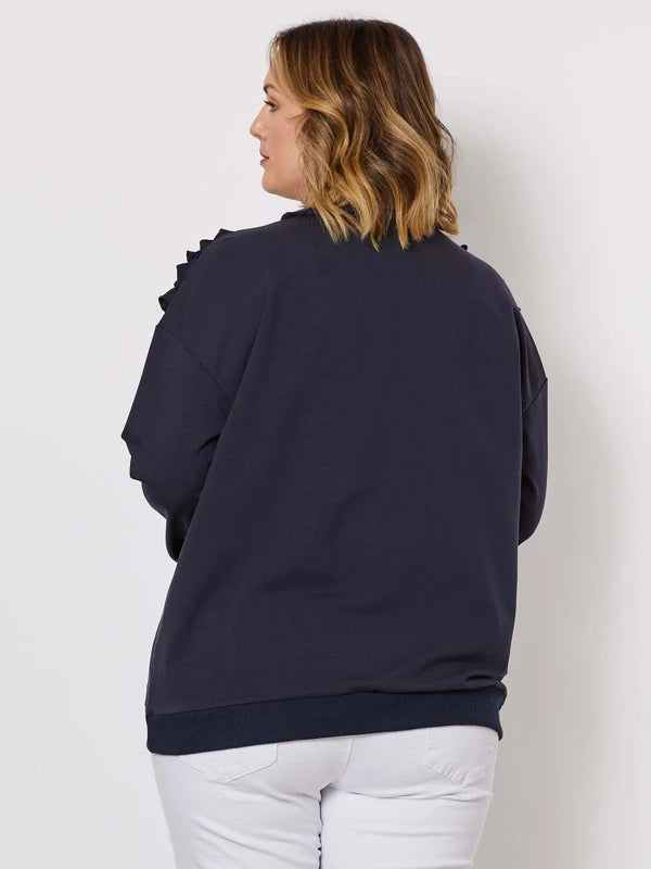 FRILL SWEATER - NAVY - FINAL CLEARANCE