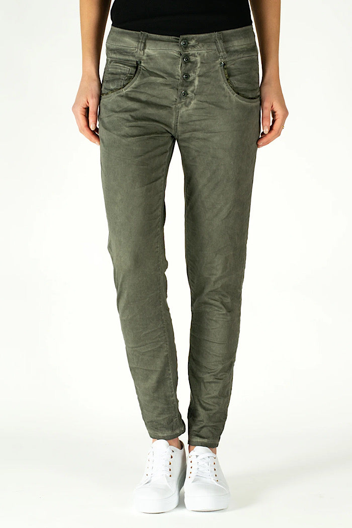 LAUREL OLIVE BOYFRIEND PANTS - FINAL CLEARANCE