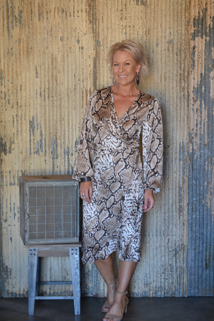 HUMPHREY WRAP DRESS - SNAKE - FINAL CLEARANCE