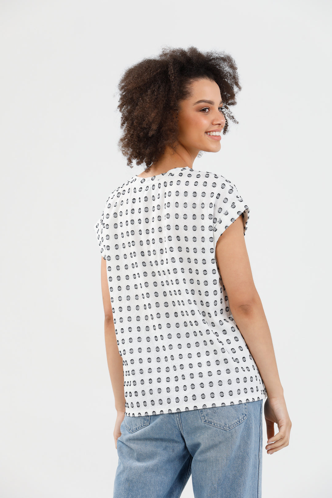 PERCY TOP - WHITE + BLACK SPOT - FINAL CLEARANCE