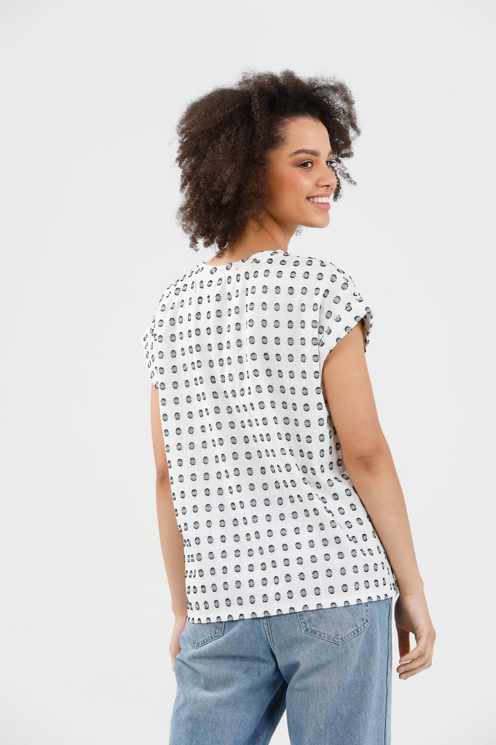PERCY TOP - WHITE + BLACK SPOT - FINAL CLEARANCE
