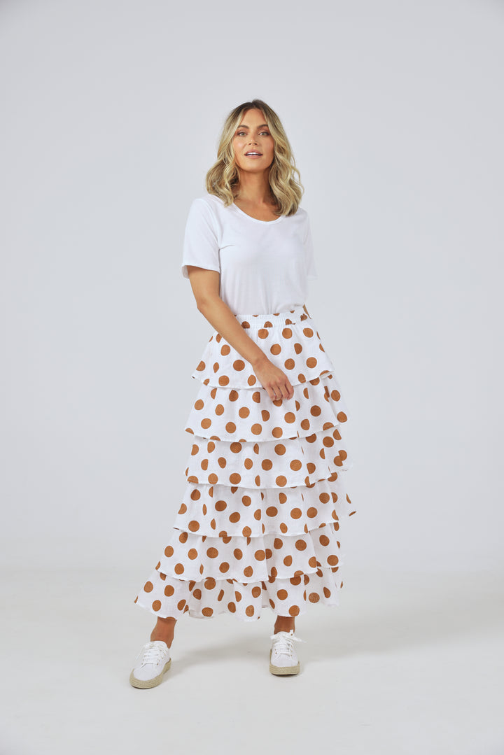 NEAPOLITAN SKIRT - TAN POLKA DOT