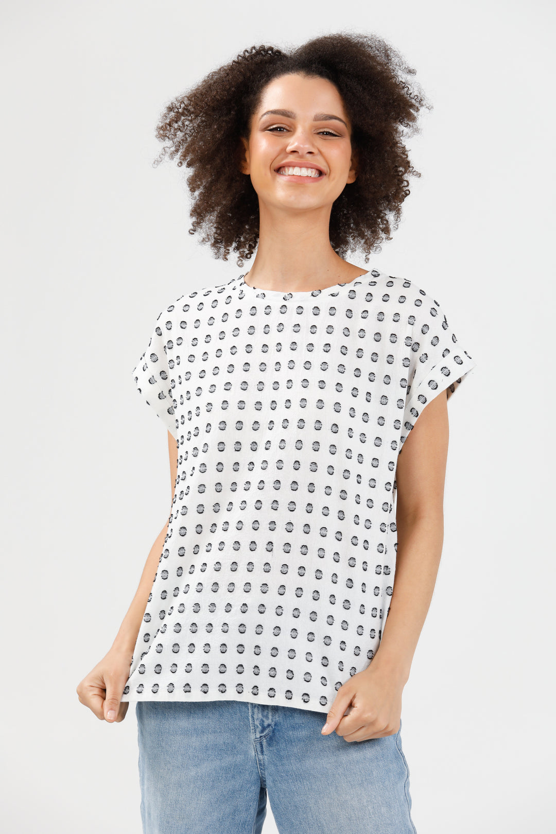 PERCY TOP - WHITE + BLACK SPOT - FINAL CLEARANCE