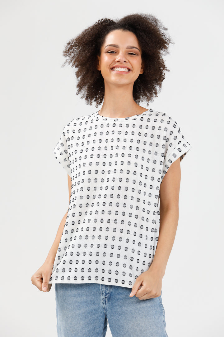 PERCY TOP - WHITE + BLACK SPOT - FINAL CLEARANCE