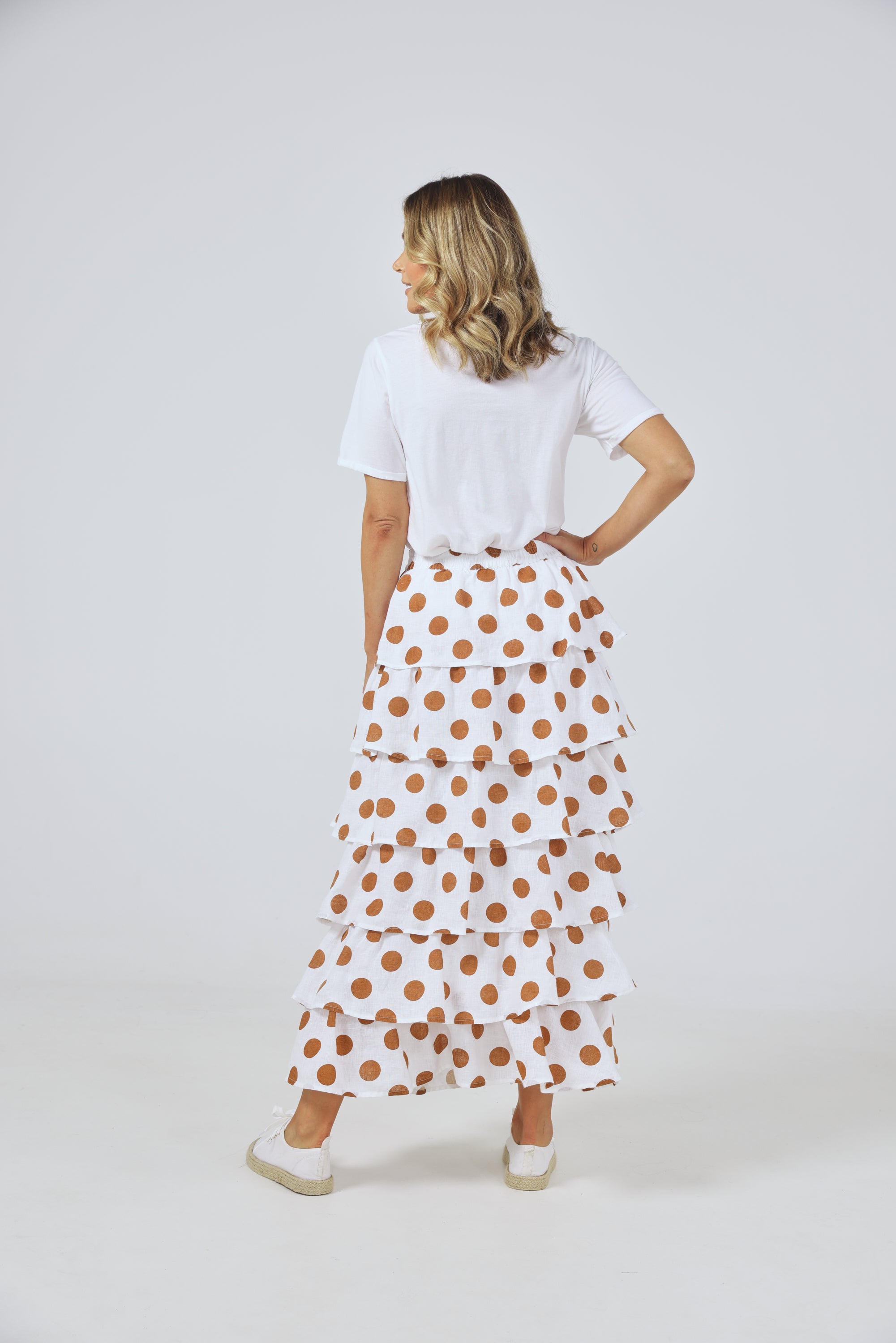Tan polka dot skirt hotsell