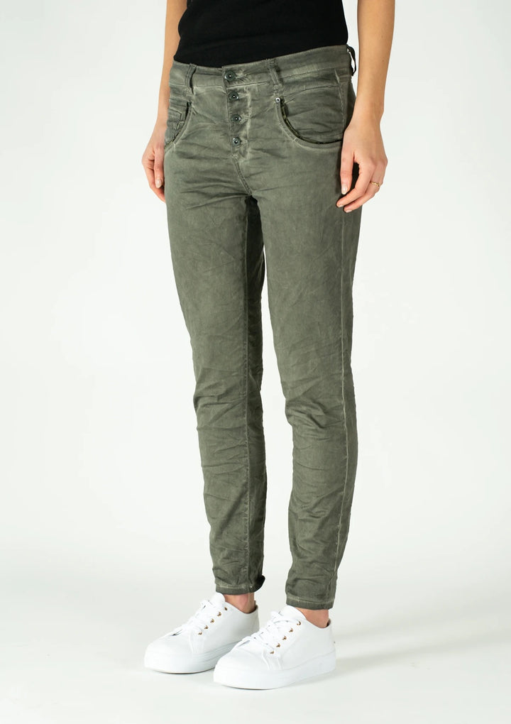 LAUREL OLIVE BOYFRIEND PANTS - FINAL CLEARANCE