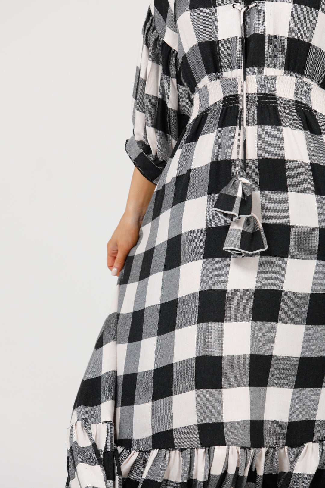 BELLA DRESS - BLACK + WHITE CHECK - FINAL CLEARANCE