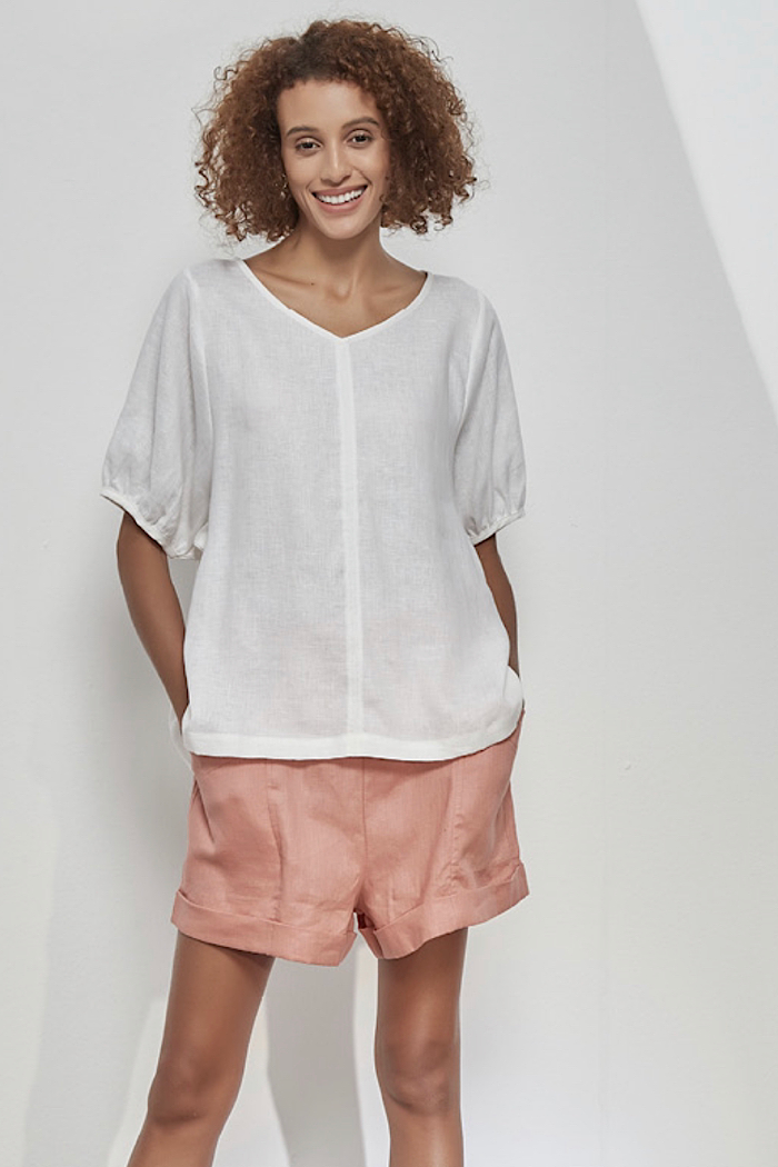 BISHOP SLEEVE TOP - WHITE