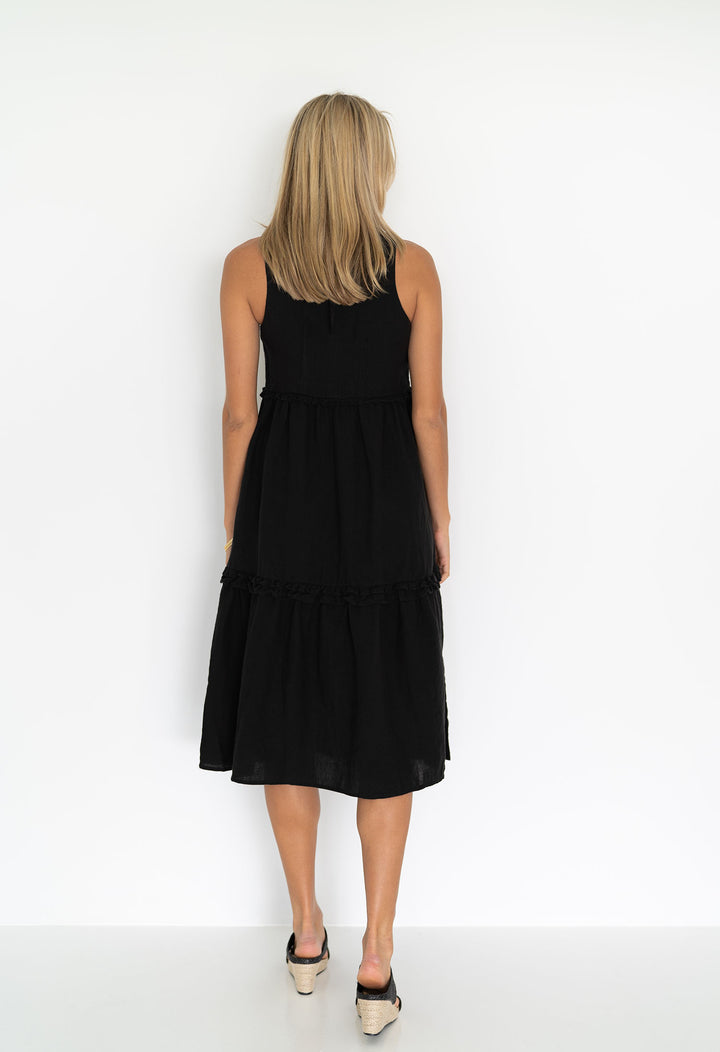 AVA MIDI DRESS - BLACK - FINAL CLEARANCE