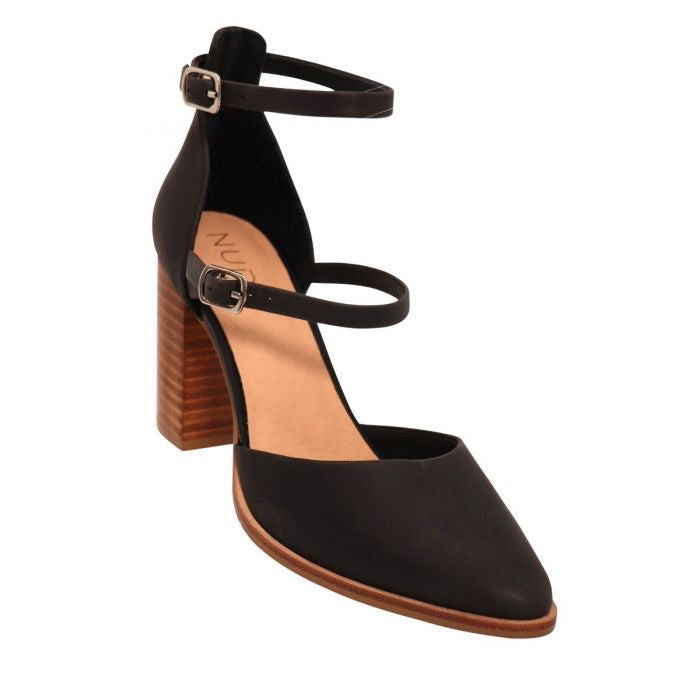 FLEUR CLOSED TOE HEELS - BLACK - FINAL CLEARANCE