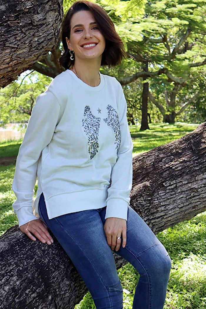 HEAVENLY SPIRIT SWEATER - WHITE - FINAL CLEARANCE