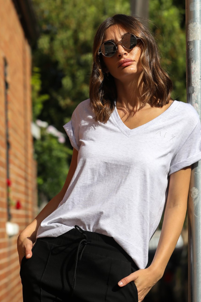 ALX T-SHIRT V NECK - GREY - FINAL CLEARANCE