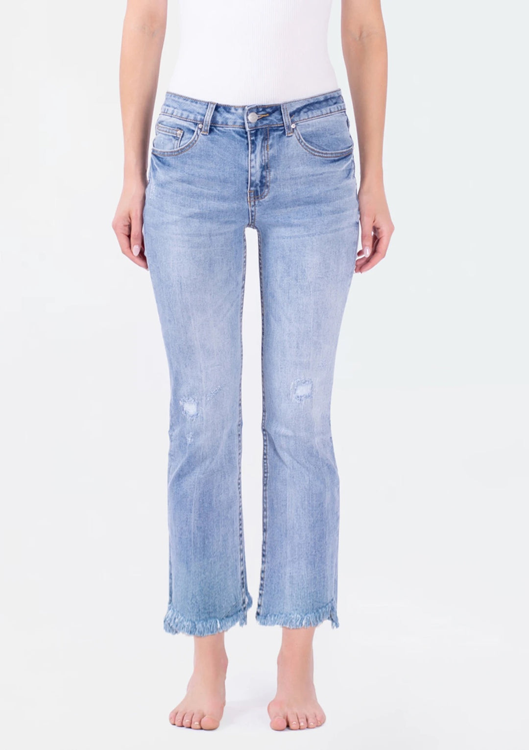 BLUSH CROPPED DENIM JEANS - FINAL CLEARANCE