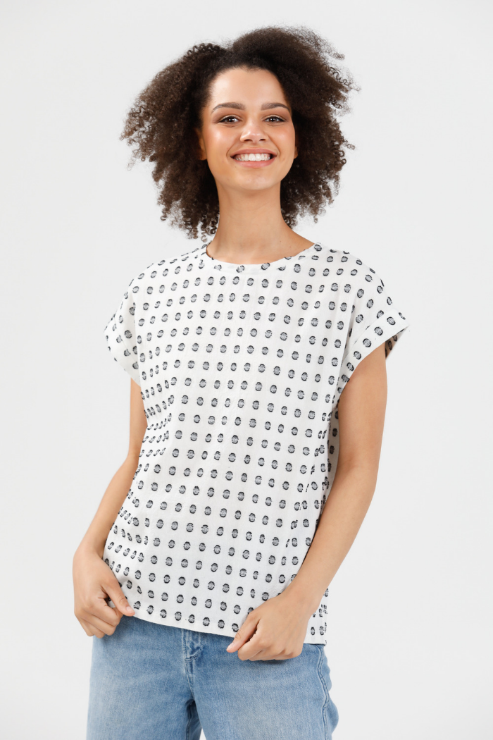 PERCY TOP - WHITE + BLACK SPOT - FINAL CLEARANCE