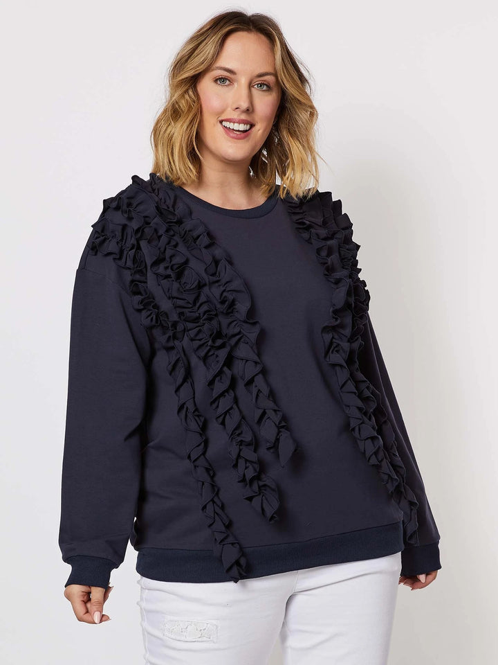 FRILL SWEATER - NAVY - FINAL CLEARANCE