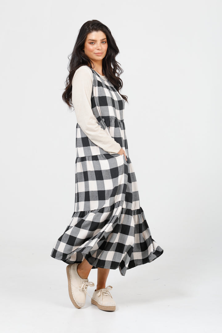 BODI DRESS - BLACK + WHITE CHECK - FINAL CLEARANCE