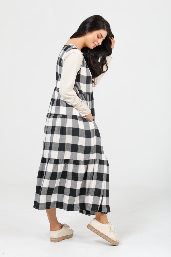BODI DRESS - BLACK + WHITE CHECK - FINAL CLEARANCE