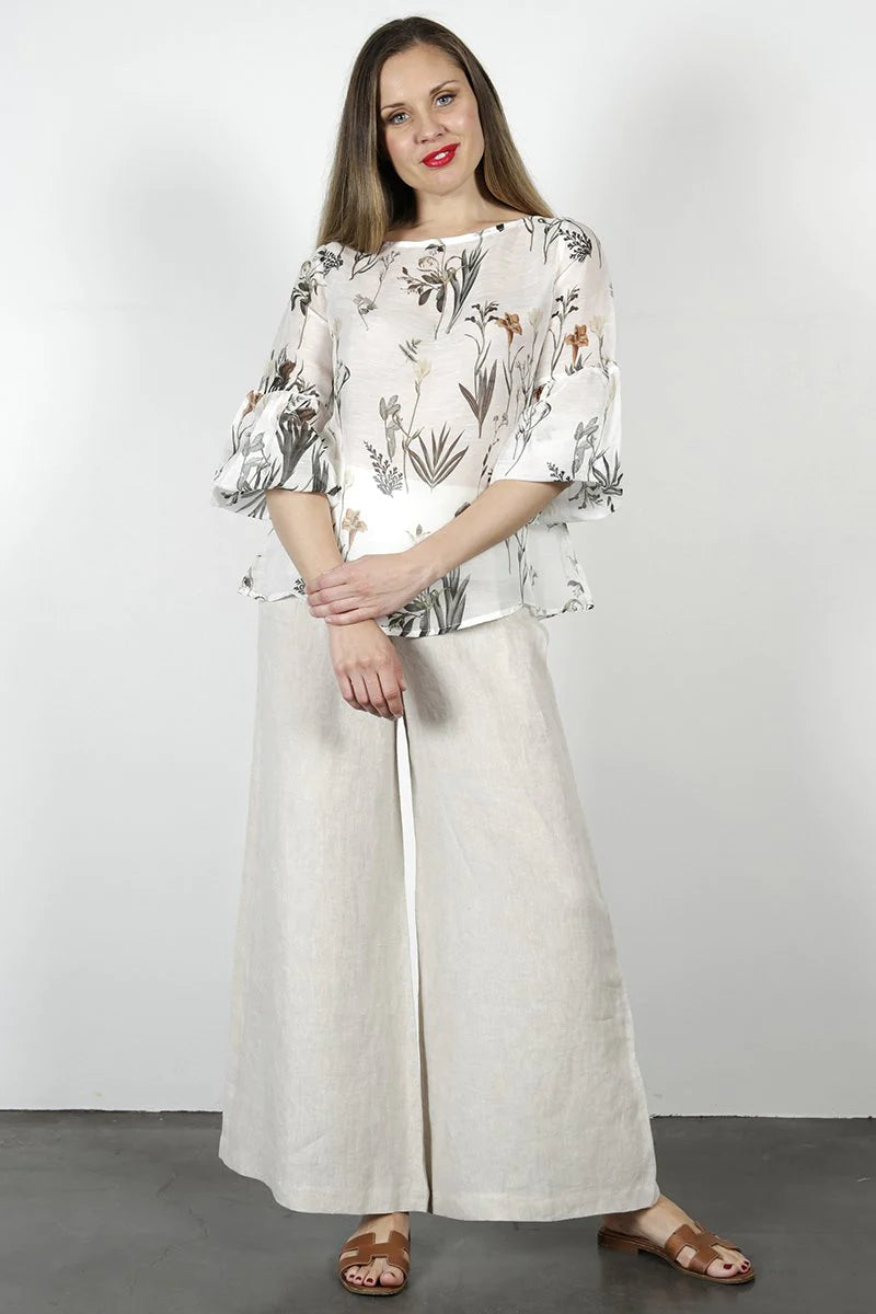 COURTNEY BLOUSE - WHITE BOTANICAL