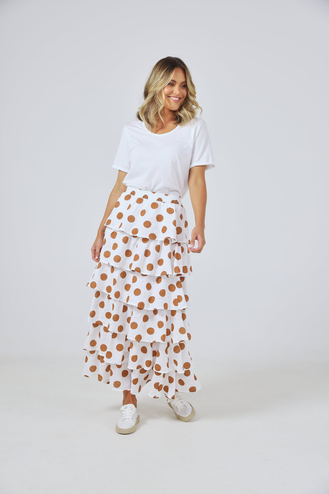 NEAPOLITAN SKIRT - TAN POLKA DOT