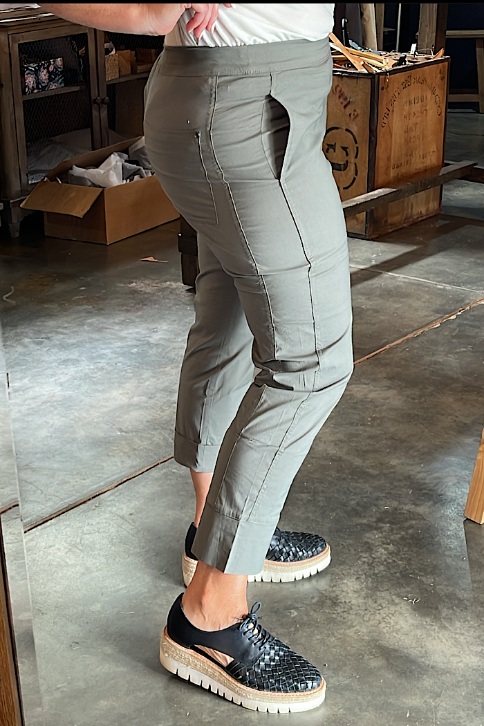 UP OR DOWN TRAPEZE PANTS - PALM ( LIGHT KHAKI)
