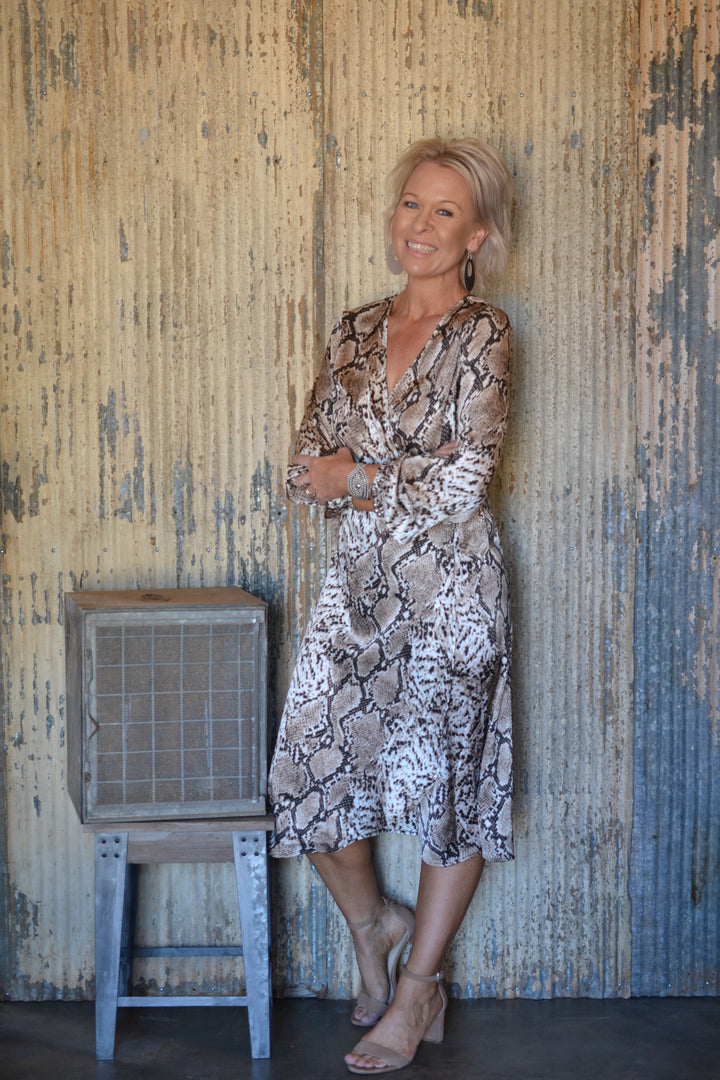 HUMPHREY WRAP DRESS - SNAKE - FINAL CLEARANCE