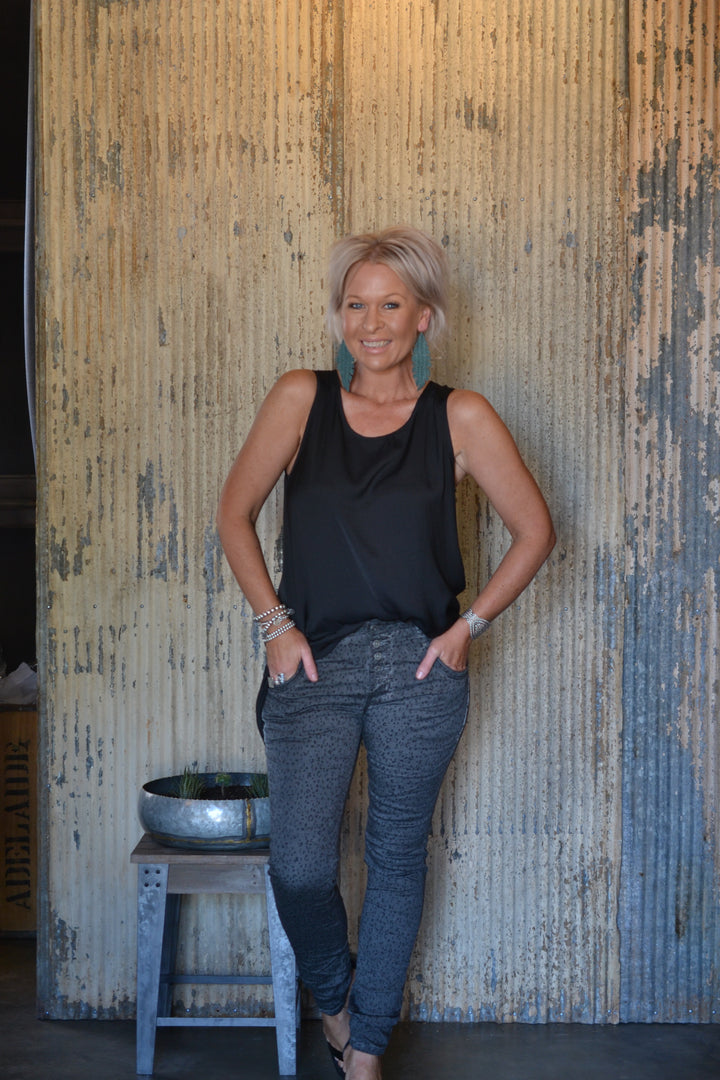 BLAKE JEANS - CHARCOAL LEOPARD PRINT