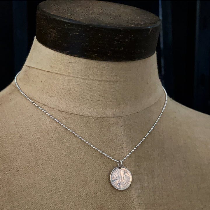 LUCKY SILVER COIN NECKLACE - THREEPENCE