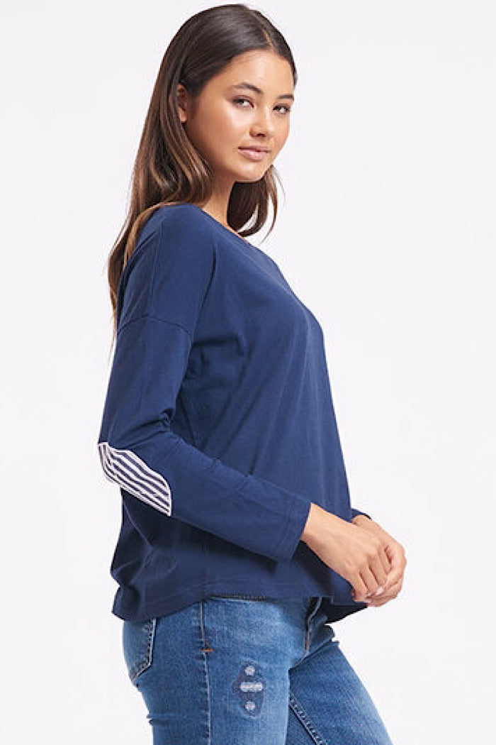 BRETON PLAIN ORGANIC COTTON TOP - NAVY - FINAL CLEARANCE